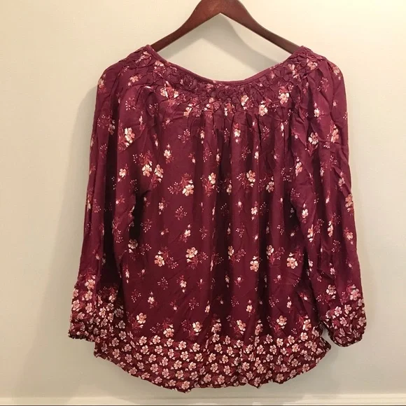 NWT Lucky Brand Boho Peasant Blouse small floral - Picture 2 of 10